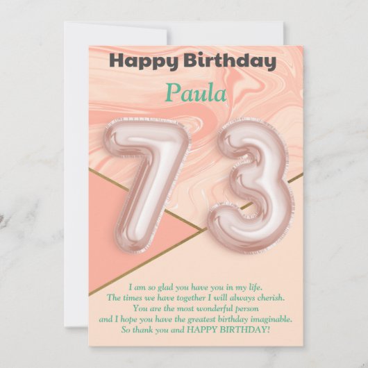Filles de 73 ans Bonne carte d'anniversaire (Devant)