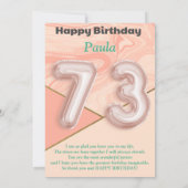 Filles de 73 ans Bonne carte d'anniversaire (Dos)
