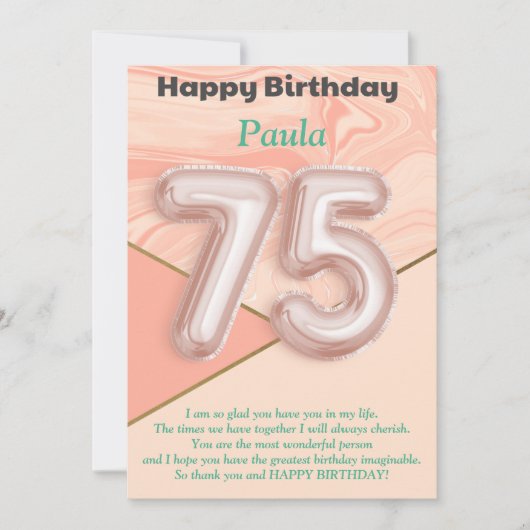 Filles de 75 ans Bonne carte d'anniversaire (Devant)