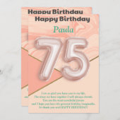 Filles de 75 ans Bonne carte d'anniversaire (Devant / Derrière)