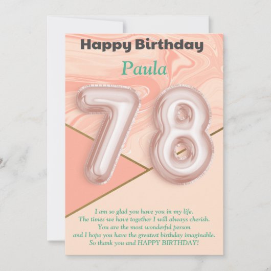 Filles de 78 ans Bonne carte d'anniversaire (Devant)