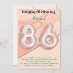 Filles de 86 ans Bonne carte d'anniversaire