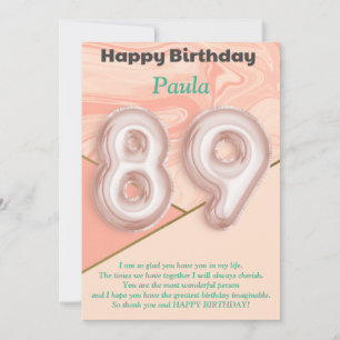 Filles de 89 ans Bonne carte d'anniversaire