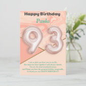 Filles de 93 ans Bonne carte d'anniversaire (Debout devant)