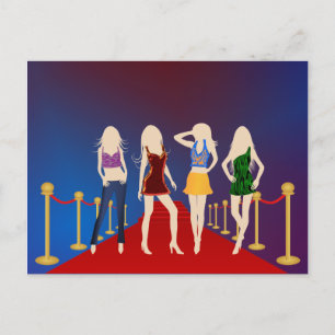 Filles de mode bleu sur la carte postale Tapis rou