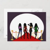 Filles de mode violette sur la carte postale de ta (Devant / Derrière)