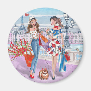 Filles de shopping à Paris Magnet