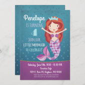 Filles de sirène Invitation Anniversaire Purple Wh (Devant / Derrière)