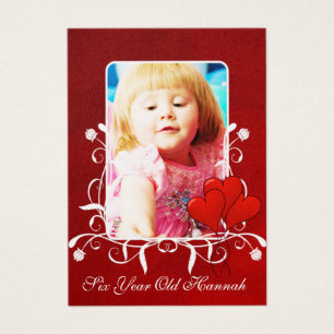 Filles de six ans Anniversaire Carte photo Coeurs