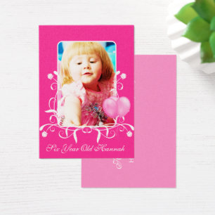 Filles de six ans Anniversaire Carte photo rose
