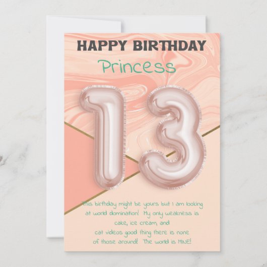 Filles de treize ans Joyeuse carte d'anniversaire (Dos)