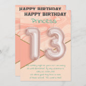 Filles de treize ans Joyeuse carte d'anniversaire (Devant / Derrière)