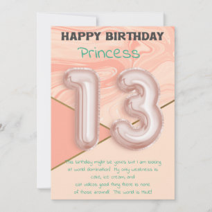 Filles de treize ans Joyeuse carte d'anniversaire