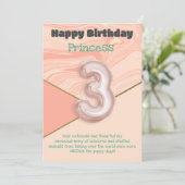 Filles de trois ans Joyeuse carte d'anniversaire (Debout devant)