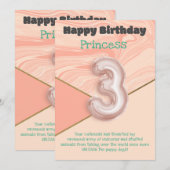 Filles de trois ans Joyeuse carte d'anniversaire (Devant / Derrière)