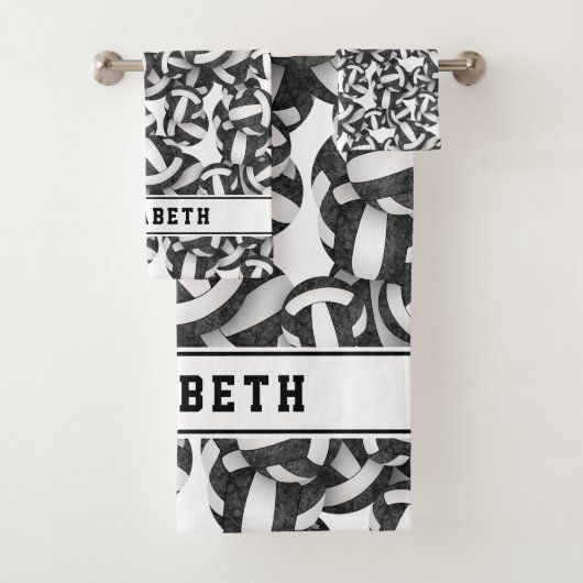 filles de volley-ball nom athlétique noir blanc (En situation)