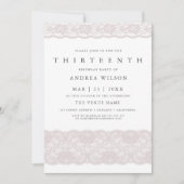 Filles Dentelle rose 13e anniversaire Invitation d (Devant)