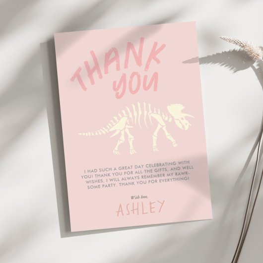 Filles Dinosaur Fossile Anniversaire Rose Merci