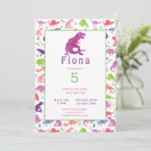 Filles Dinosaur T-Rex Invitation fête d'anniversai (Debout devant)