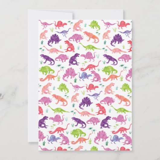 Filles Dinosaur T-Rex Invitation fête d'anniversai (Dos)