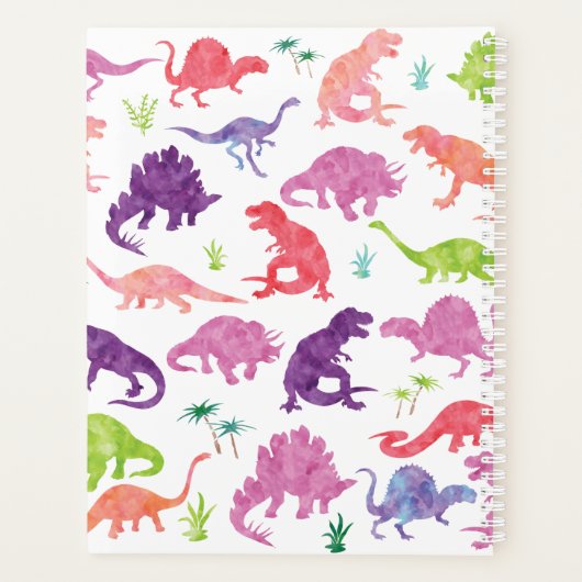 Filles Dinosaure rose violet Aquarelle T-Rex Enfan (Dos)