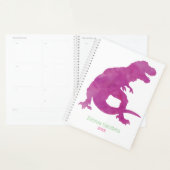 Filles Dinosaure rose violet Aquarelle T-Rex Enfan (Devant avec enveloppe)