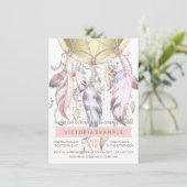 Filles Dream Catcher Baby Shower Invitations (Debout devant)