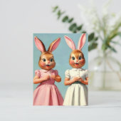 Filles drôles de lapin de Pâques Carte postale (Debout devant)