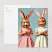 Filles drôles de lapin de Pâques Carte postale (Devant / Derrière)