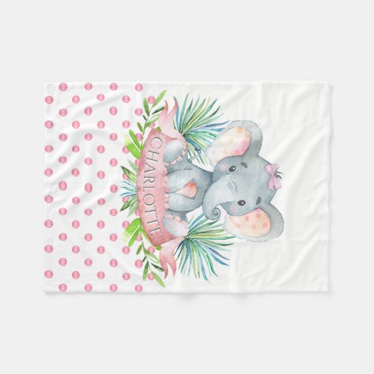 Filles Eléphant Personnalisé Couverture bébé (Devant (Horizontal))