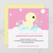 Filles en caoutchouc Ducky Baby Shower Invitations (Devant / Derrière)