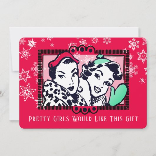 Filles fait main tricot crochet carte de Noël (Devant)