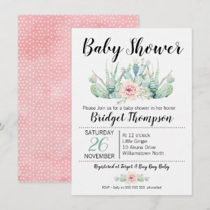 Filles Floral Cactus Baby shower Invitation