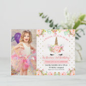 Filles Floral Unicorn Invitation Anniversaire (Debout devant)