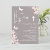 Filles Florales Et Papillons Baptême Invitation (Debout devant)