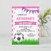 Filles Football rose Invitation de fête d'annivers (Debout devant)