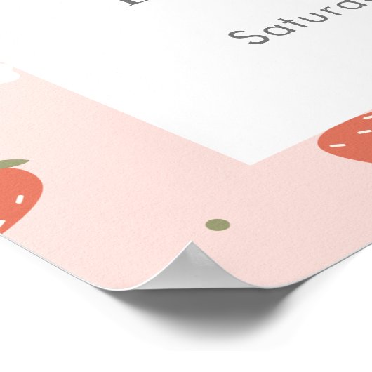 Filles fraises Premier anniversaire | AFFICHE DE B (Coin)