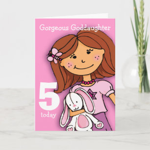 Filles Godgirl 5e anniversaire carte fille rose
