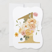 Filles Gold Floral 1er anniversaire Invitation de  (Dos)