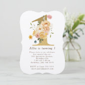 Filles Gold Floral 1er anniversaire Invitation de  (Debout devant)