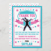 Filles guerrières Ninja rose et Carte de remerciem (Devant / Derrière)