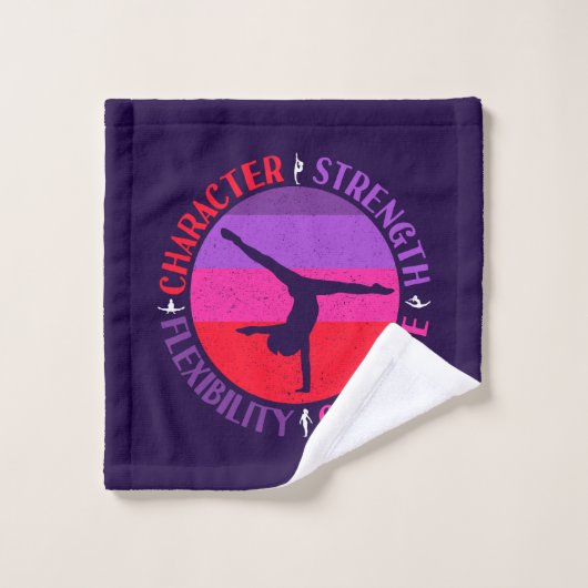 Filles Gymnastique Caractère Force Courage (Gant de toilette)