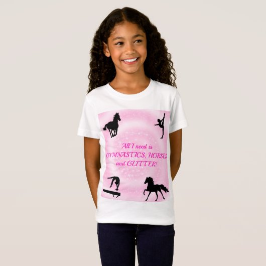 Filles Gymnastique, Chevaux, T-shirt Parties scint (Devant entier)