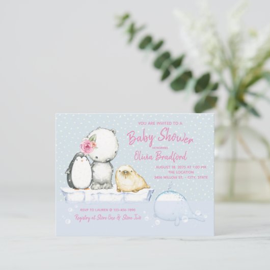 Filles hiver Baby Shower Invitations (Debout devant)