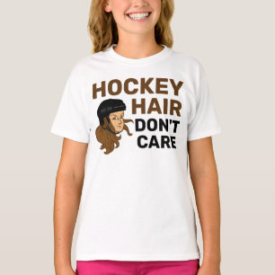 Filles Hockey Cheveux s'en fiche Brunette T-Shirt