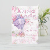Filles Hot Air Balloon Baby Shower Invitations (Debout devant)