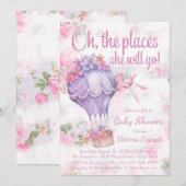 Filles Hot Air Balloon Baby Shower Invitations (Devant / Derrière)