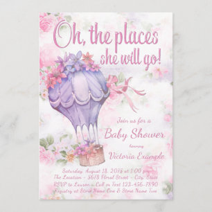 Filles Hot Air Balloon Baby Shower Invitations