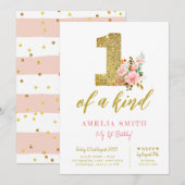 Filles invitation de premier anniversaire, Parties (Devant / Derrière)