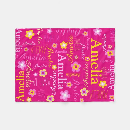 Filles jaune rose nom Amelia couverture de fleurs (Devant (Horizontal))